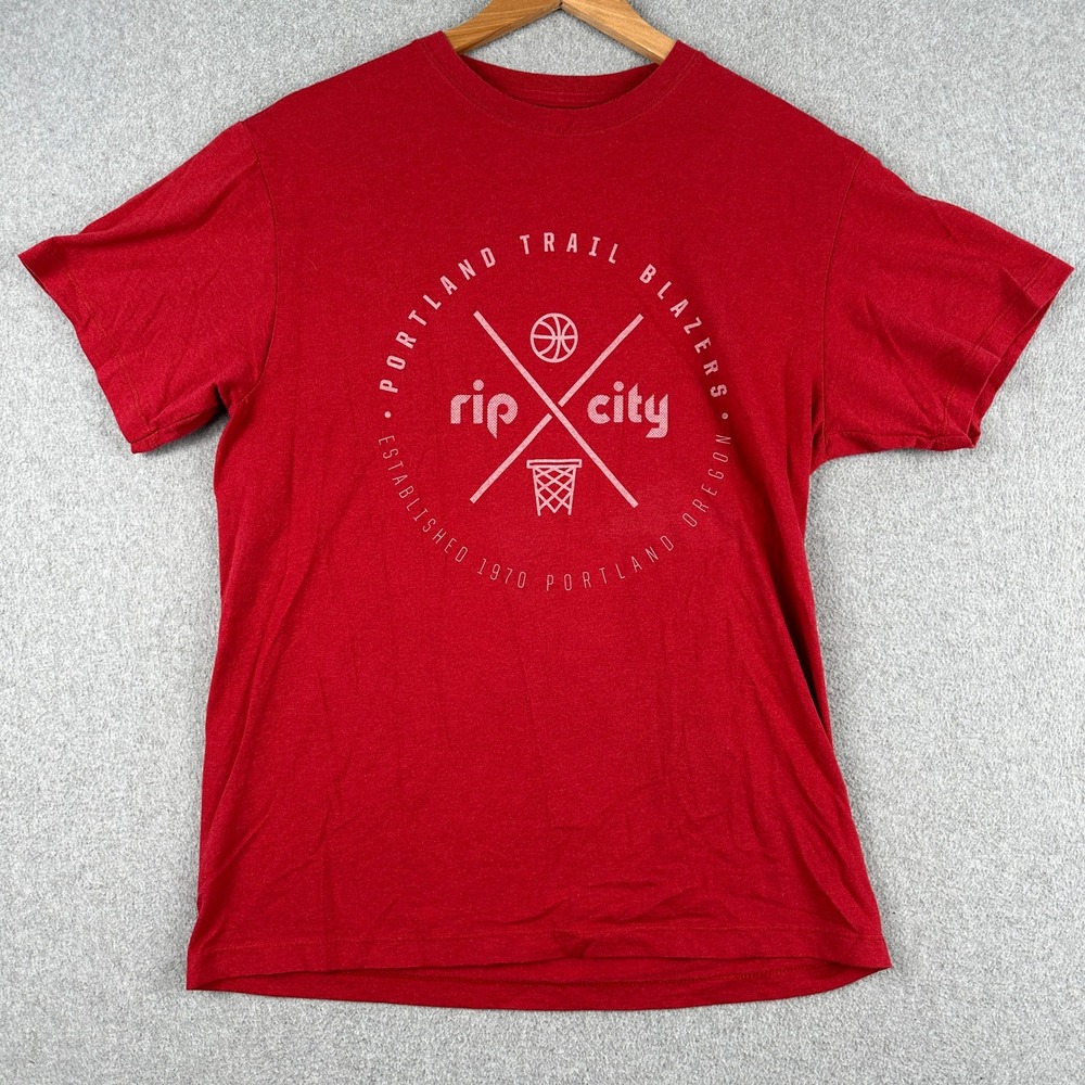 Recover T-Shirt Mens Medium Red Portland Trail Blazers Rip City Graphic Recycled